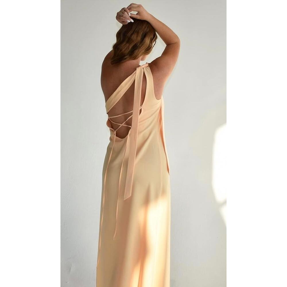 The Drop NWT slip dress one shoulder Maxi $68 S Pela Banana color light orange - Picture 8 of 10
